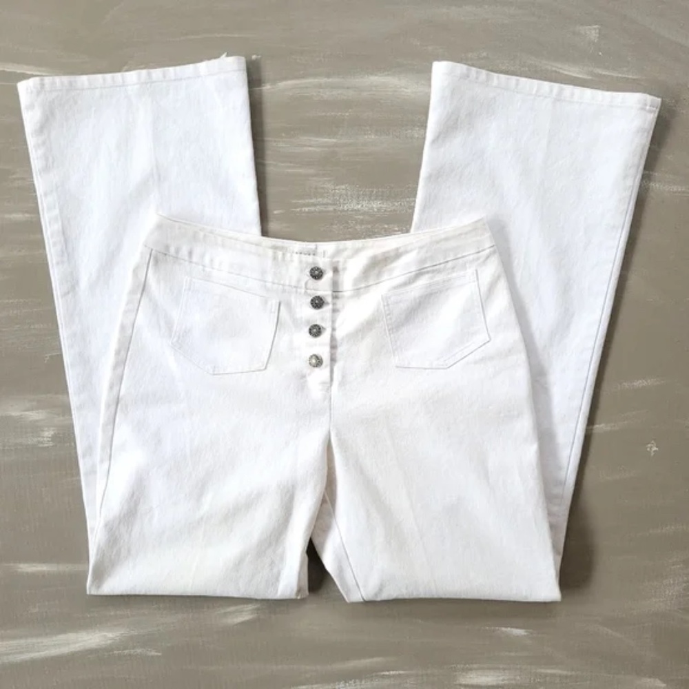 Devon Front Pocket Button fly White Pants - image 2